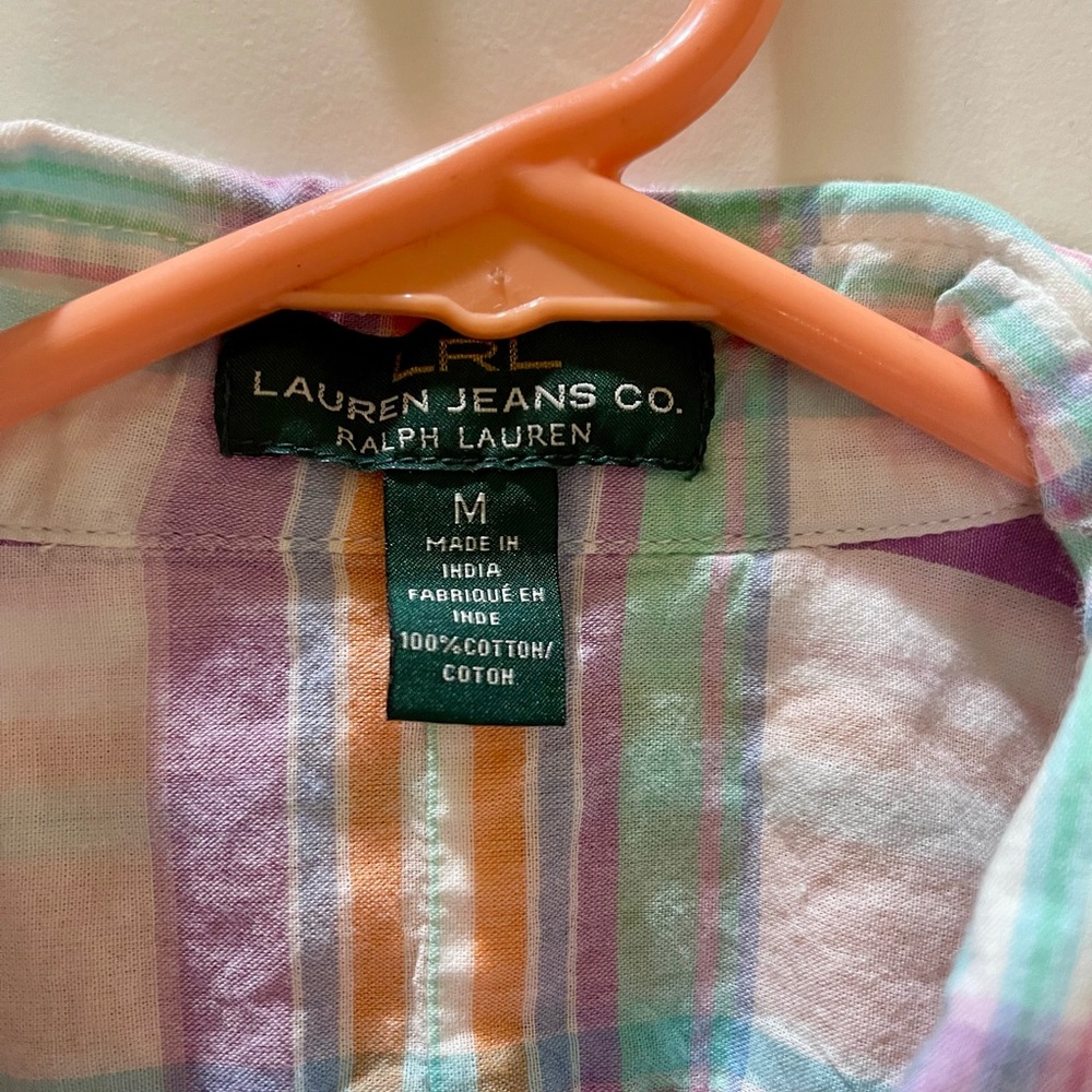 Ralph Lauren Plaid Button-Up Shirt w/ Roll Tab Sleeves Size M - Picture 2 of 4